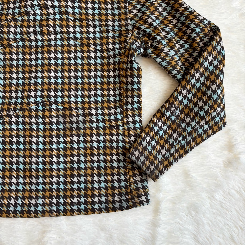 Burton Houndstooth Brown & Teal Full Zip Fleece Lined Jacket Womens Small - Picture 10 of 10